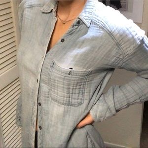 Free people slouchy chambray blue button down